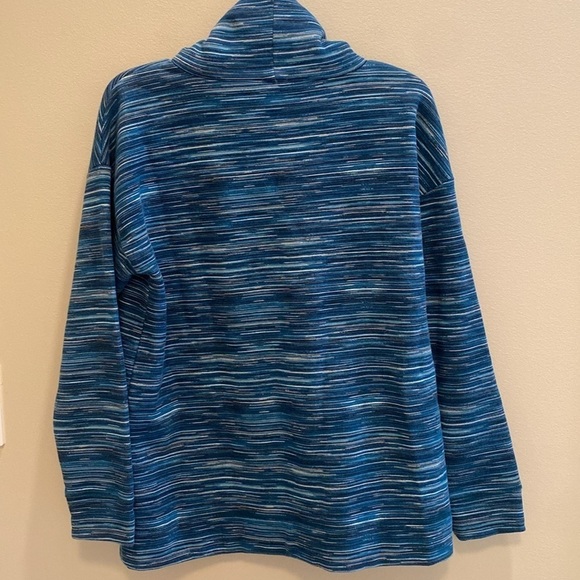 T by Talbots L/S Funnel Neck Spacedye Sweatshirt Teal Size Medium - Picture 4 of 9